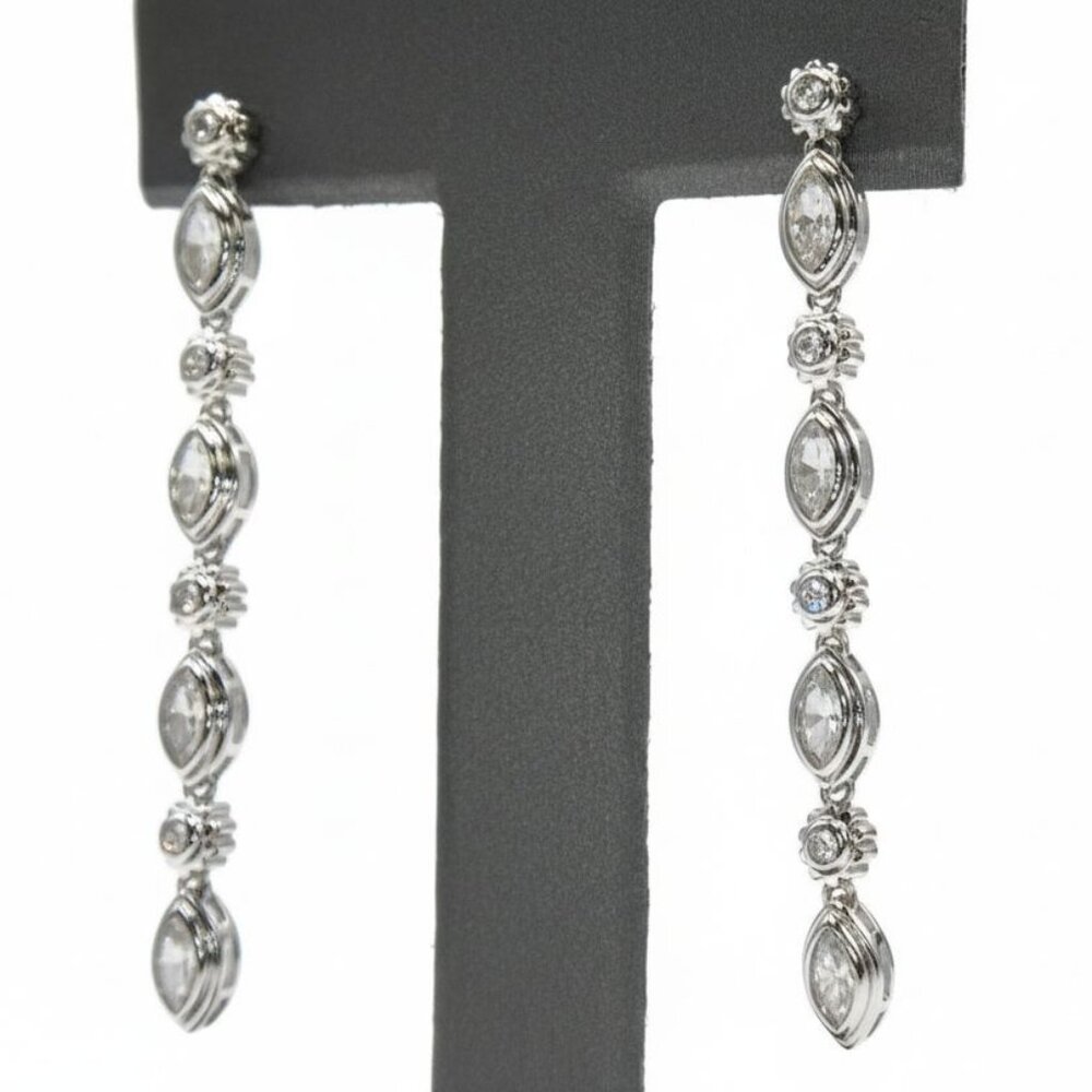 Doris Panos Sterling Silver Daphne Cubic Zirconia Linear Earrings, 2-1/4"